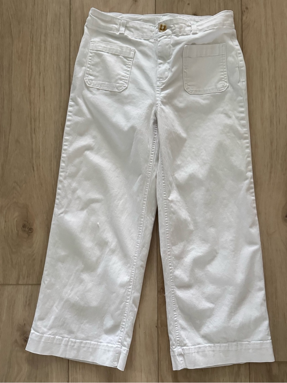 Women’s 1822 Denim white flat front wide leg utility pants size 10 classic EUC